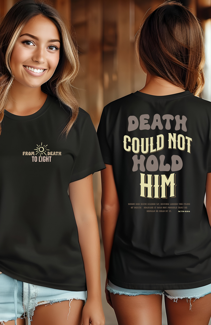 Comfort Color, Christian shirt, "Death Could Not Hold Him"