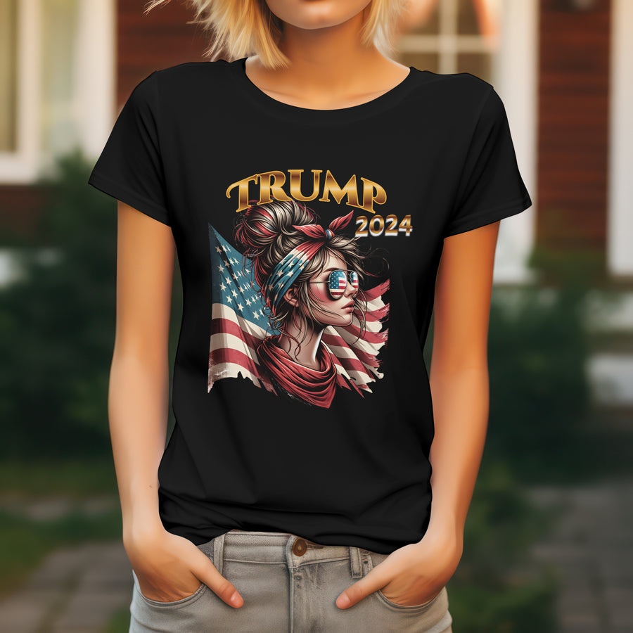 Trump Girl messy bun with sunglasses 2024